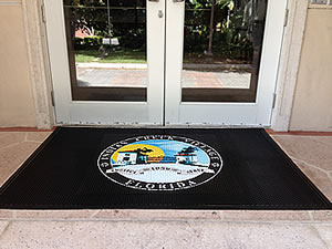 Frontline Logo Mat - Product Close Up - 3' x 8' School Entrance Mat Frontline Logo Mat - Product Close Up - 3' x 8' School Entrance Mat
