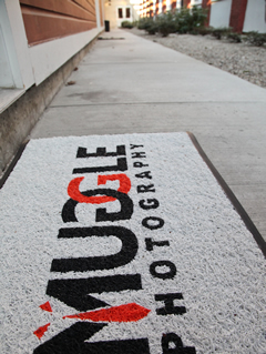 Logo Flow - Customized All Weather Logo Mat Color Chips Product Closeup - Side Door Logo Flow - Customized All Weather Logo Mat Color Chips Product Closeup - Side Door