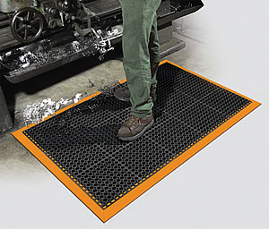 Safety Zone - Modular Drainable Grease Proof Traction Mat for Industrial Commercial Work Environments - Product Usage Safety Zone - Modular Drainable Grease Proof Traction Mat for Industrial Commercial Work Environments - Product Usage