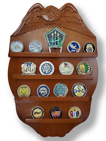 Wall-Mounted Wooden Challenge Coin Holder Product Image Wall-Mounted Wooden Challenge Coin Holder Product Image