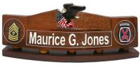 Custom Made Mahogany Wood Logo Desk Name Plate